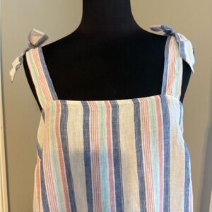 Crown & Ivy Linen Multicolor Striped Dress NWT Size M